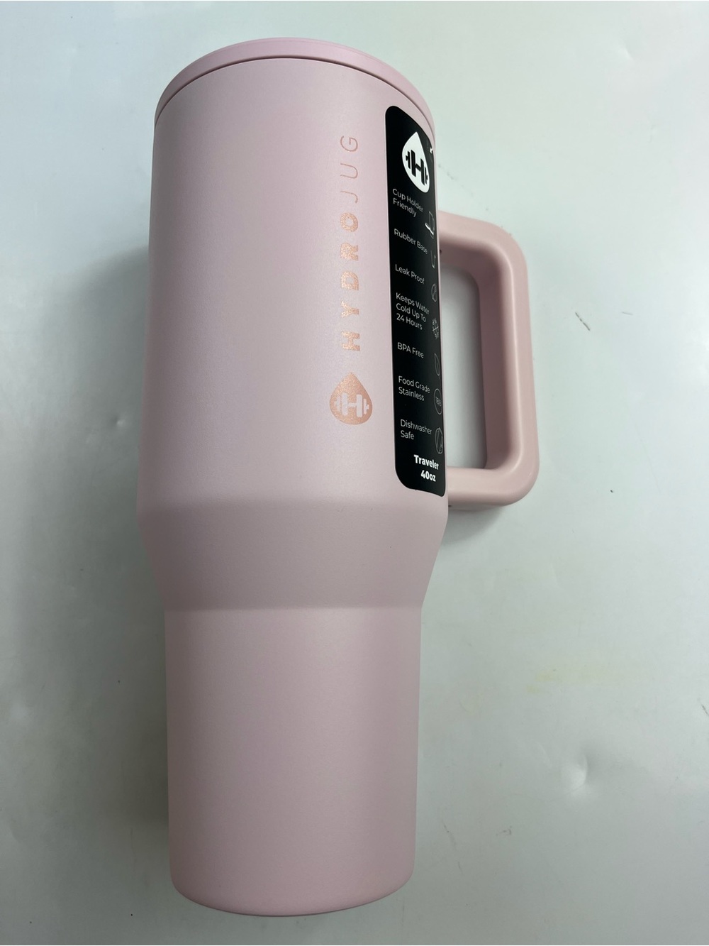 Hydrojug 40 oz Travel Tumbler - Leak Proof, Fits Cup Holder in Pink Sand
